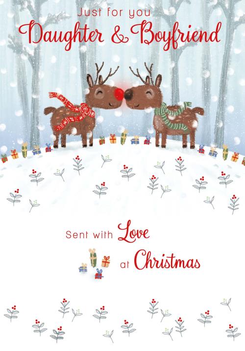 *Daughter & Boyfriend 9x6 - Kissing Reindeer